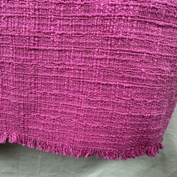 J. Crew Pink Tweed Sheath Dress, Size 12, NWOT, Fringe Collar & Hem - Picture 5 of 16